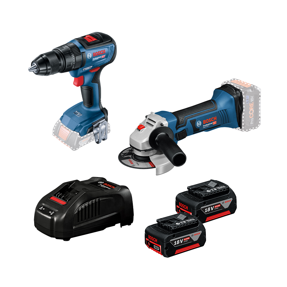 Combo Bosch Freedom Taladro + Amoladora + Kit Baterias 18V