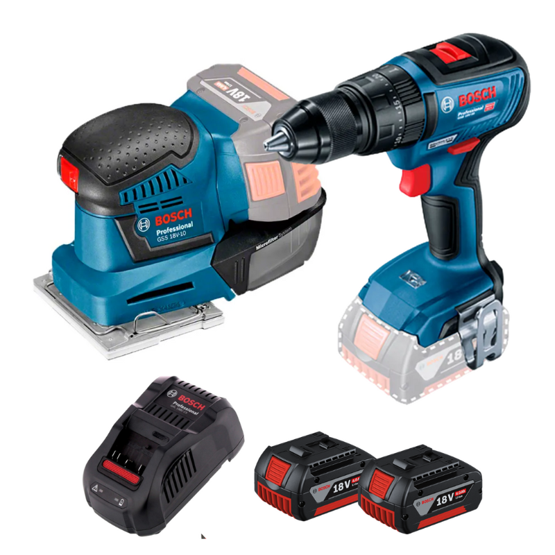 Combo Bosch Freedom Taladro + Lijadora + Kit de Baterias 18V