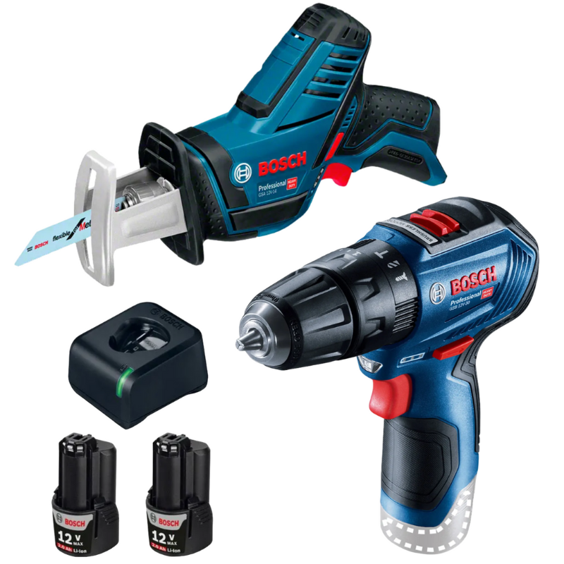 Combo Bosch Freedom Taladro + Sierra Sable + Kit de Baterias 12V