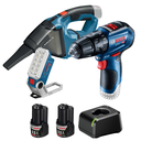 Combo Bosch Freedom Taladro + Aspiradora + Linterna + Kit de Baterias 12V