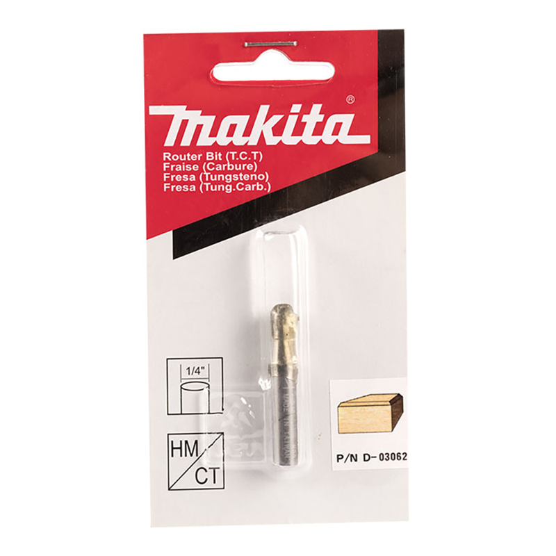 Fresa Makita Ranurado 7 Grados en Bisel de Ajuste Libre 1 Filo 3/16” Vastago 1/4”