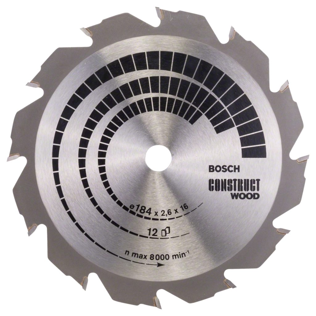 Hoja de Sierra Circular Bosch Construct Wood 7.1/4&quot; 12 Dientes Madera de Obra