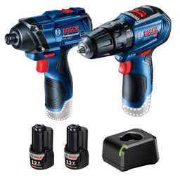 [060112VGDR] Combo Bosch Freedom Taladro + Llave de Impacto + Kit de Baterias 12V